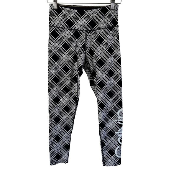 Black and White Calvin Klein Performance Yoga Pants with Leg Logo Size Small - Picture 1 of 8